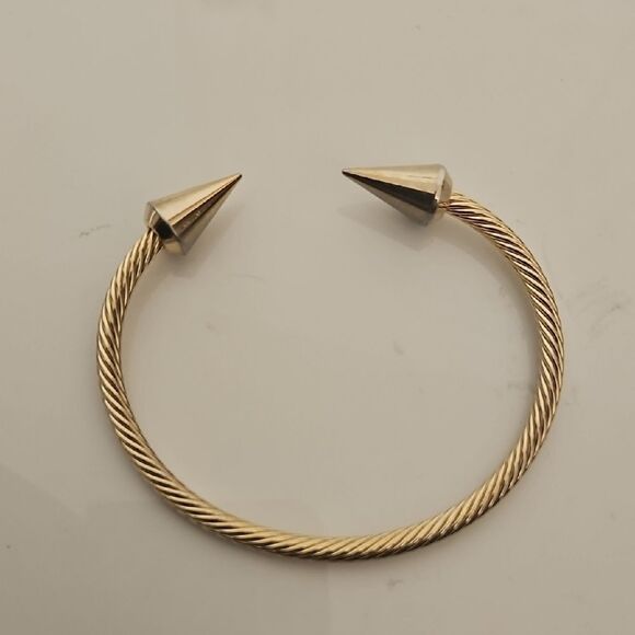 Gold Twisted Open Cuff Bracelet - Picture 1 of 16